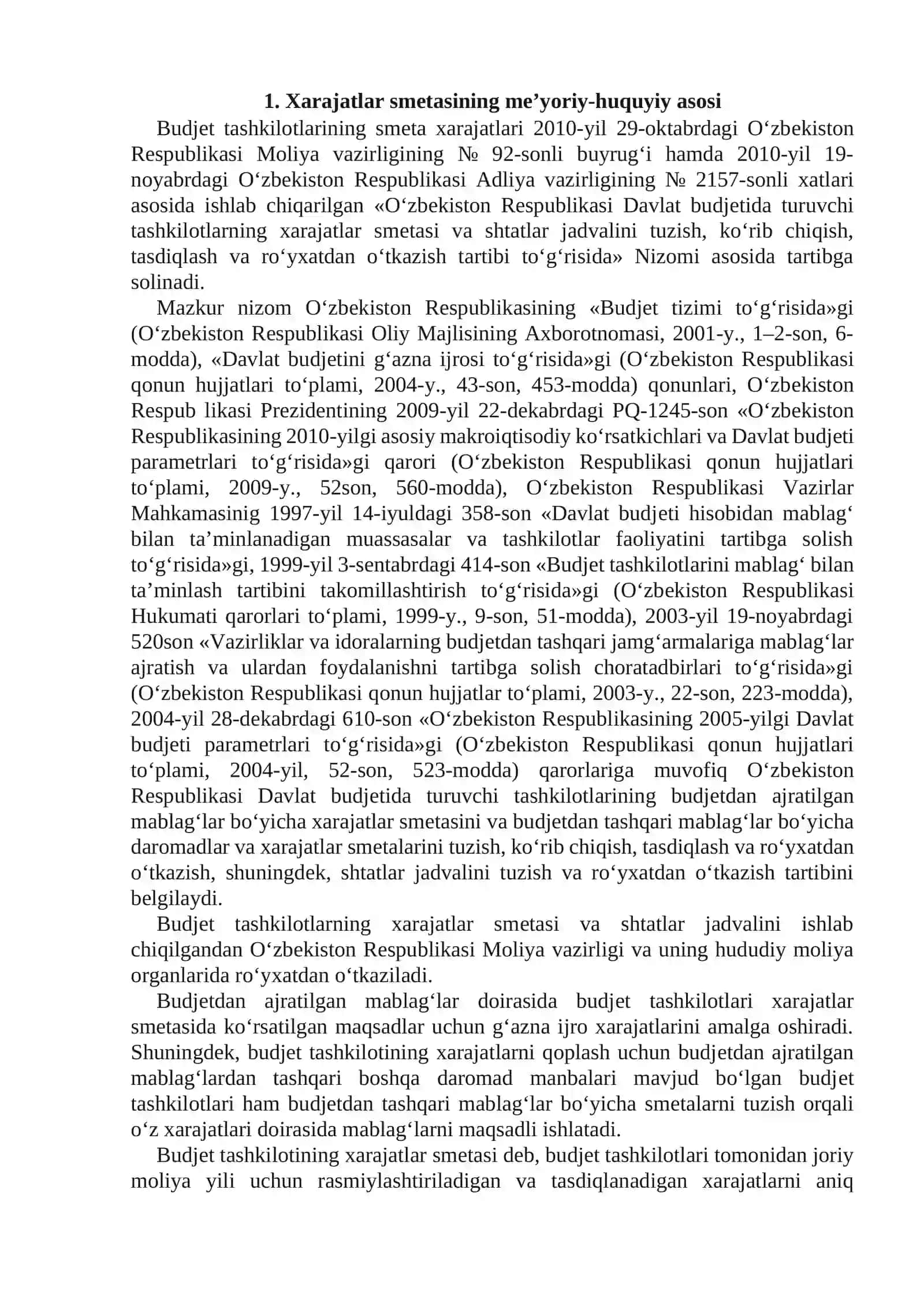 Xarajatlar smеtasi va uning tarkibi 2