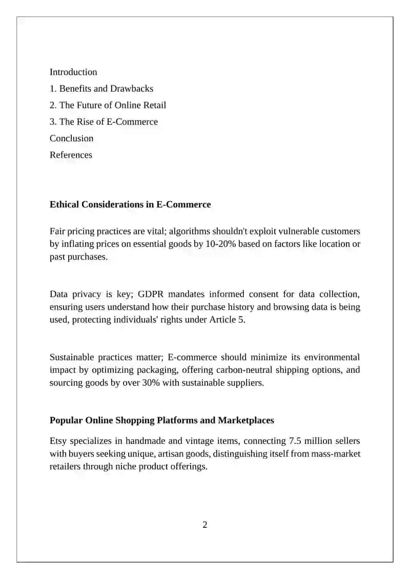 Autonomous Work on Online Shopping 2