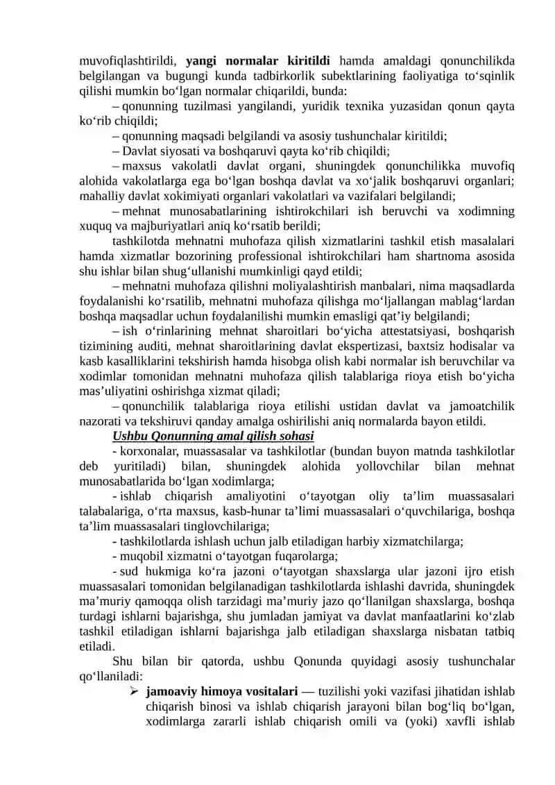 Mehnat Muhoafazasi va Gigiyenasini Ta'minlash 2