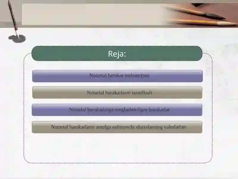 Notarial harakatlarning tasnifi va notarial harakatlarni amalga oshiruvchi shaxslarning vakolatlari 2