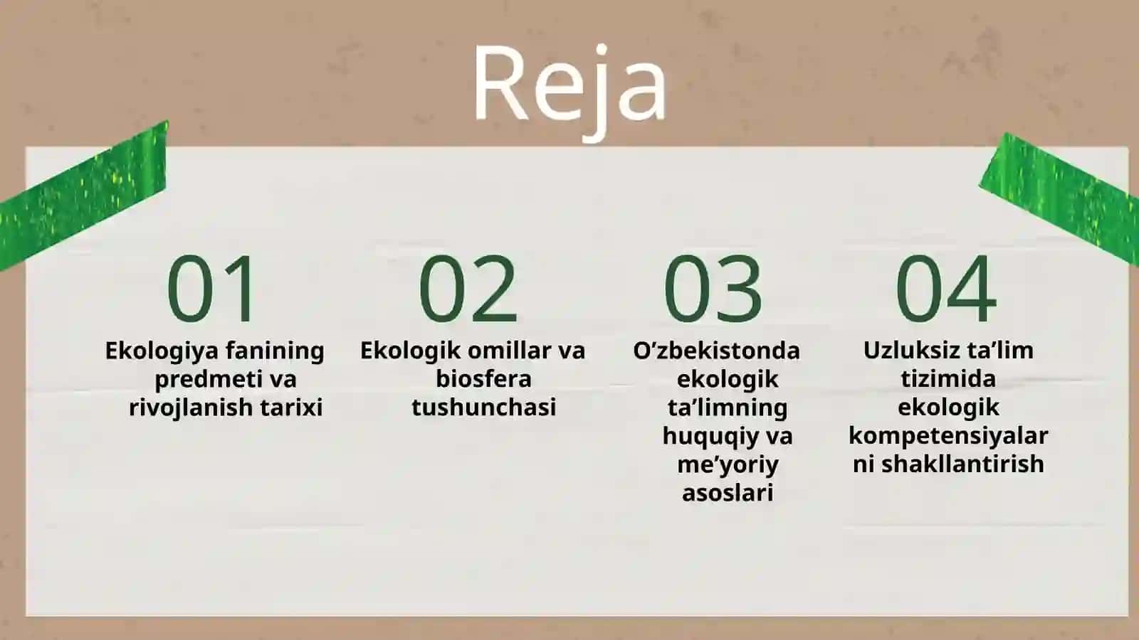 Ekologiya tushunchasi va ekologik ta'lim davlat standartlari 2