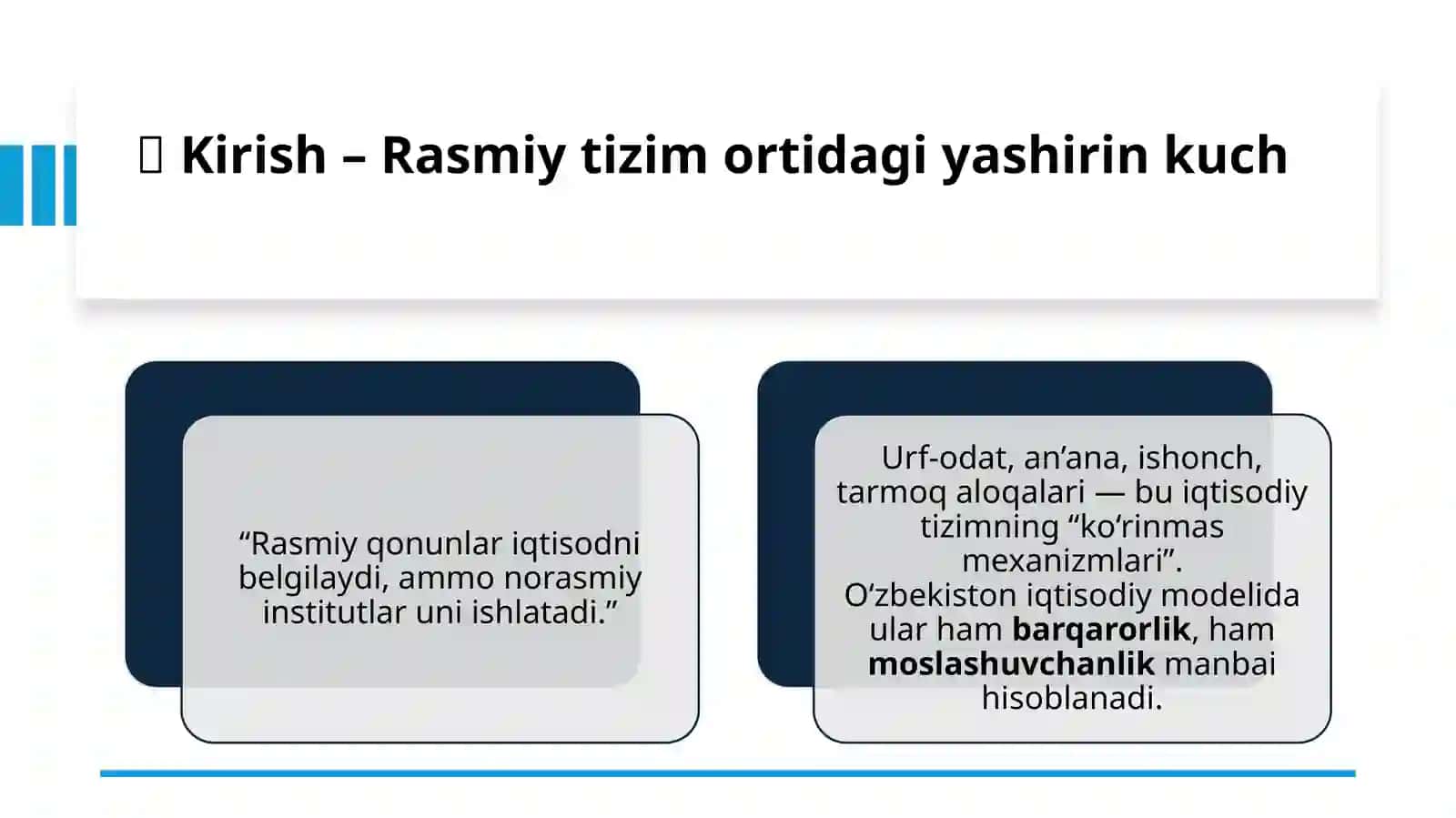 Norasmiy institutlarning roli va samaradorligi 2