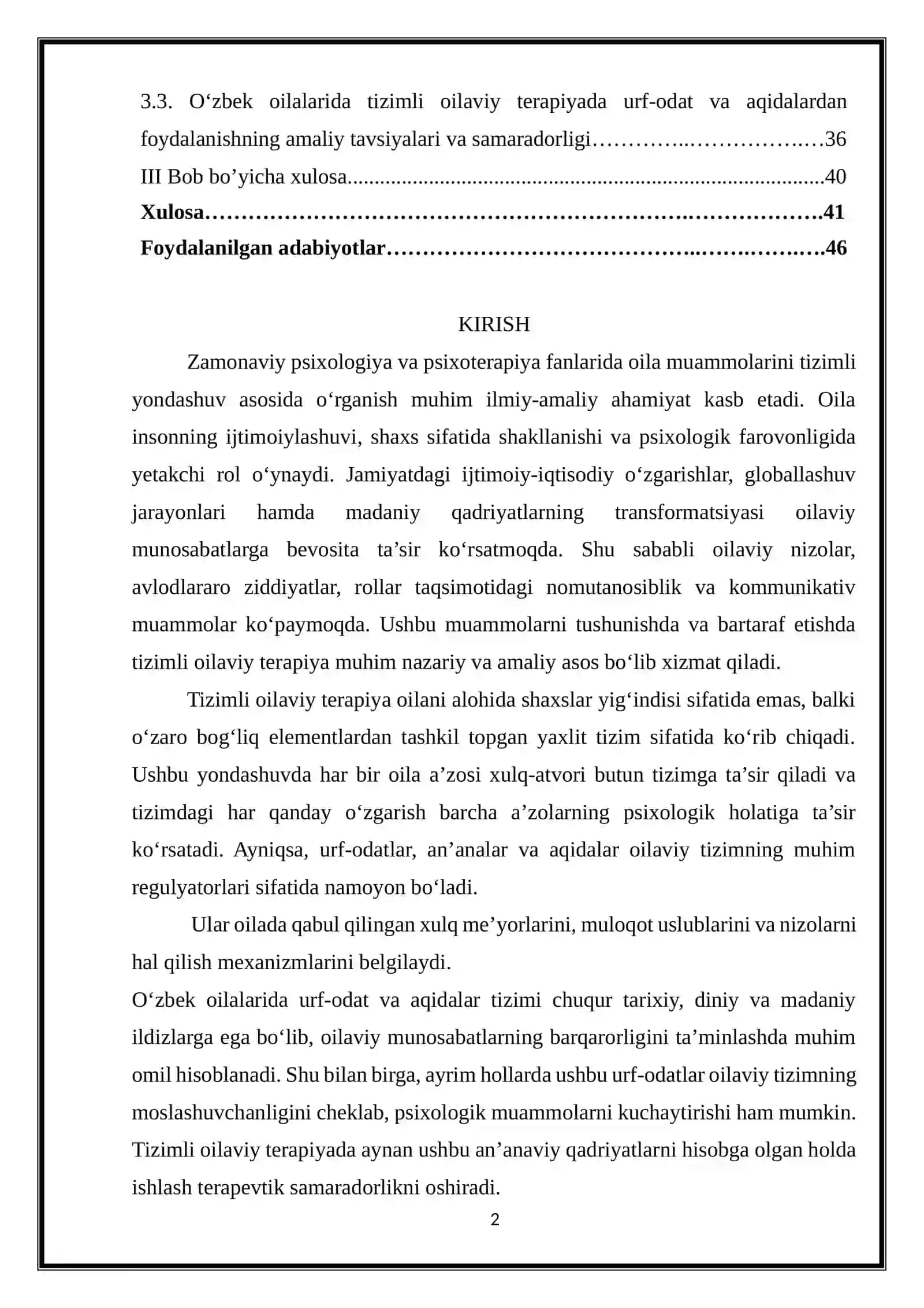 TIZIMLI OILAVIY TERAPIYADA URF-ODAT VA AQIDALARNI QO‘LLASH 2