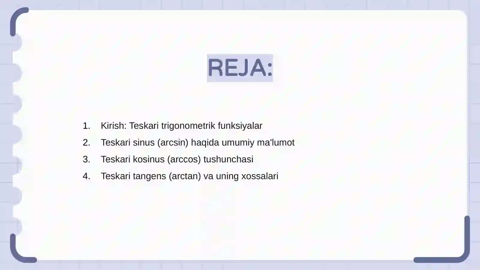Teskari trigonometrik funksiyalar 2