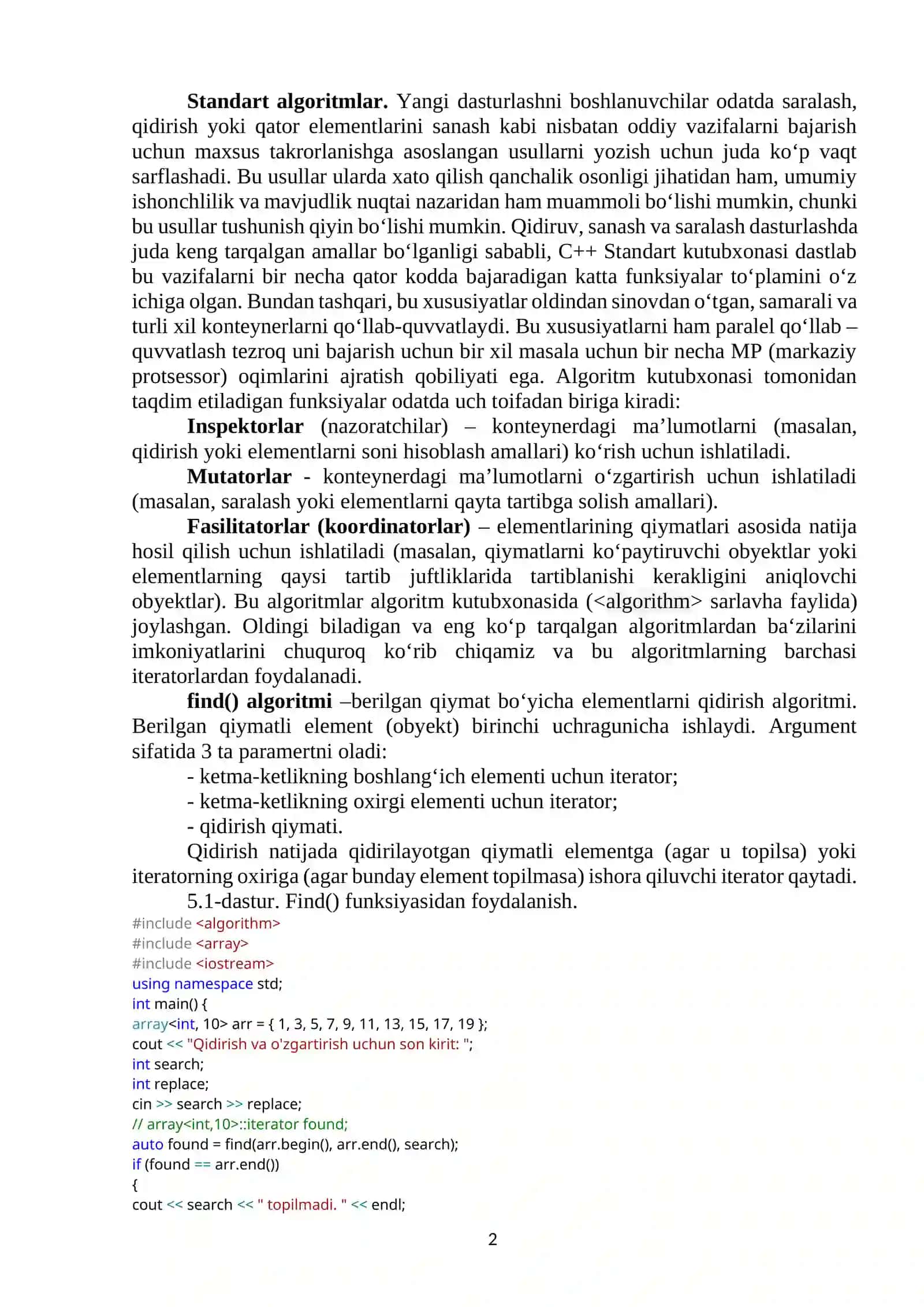 Standart algoritmlar 2