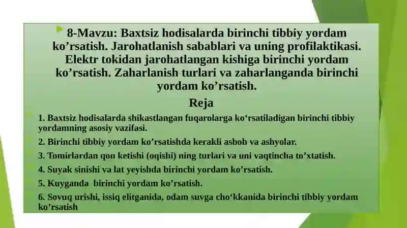 HAYOT FAOLIYATI XAVFSIZLIGI 2