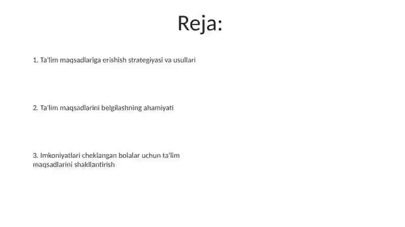 Ta'lim maqsadlarini belgilashning ahamiyati 2