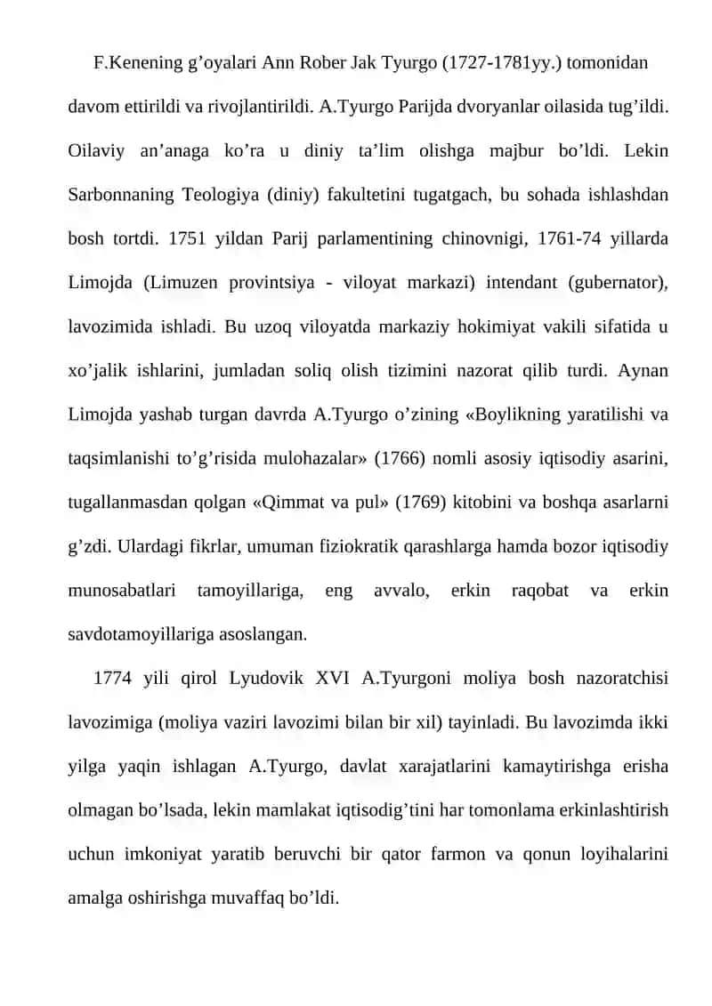 A.Tyurgoning iqtisodiy ta’limoti 2