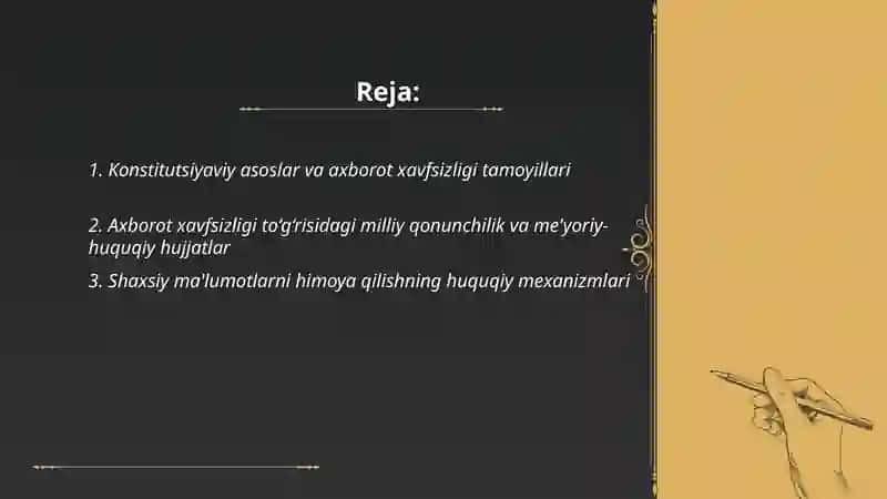 O'zbekistonda axborot xavfsizligining ma'naviy va huquqiy asoslari 2
