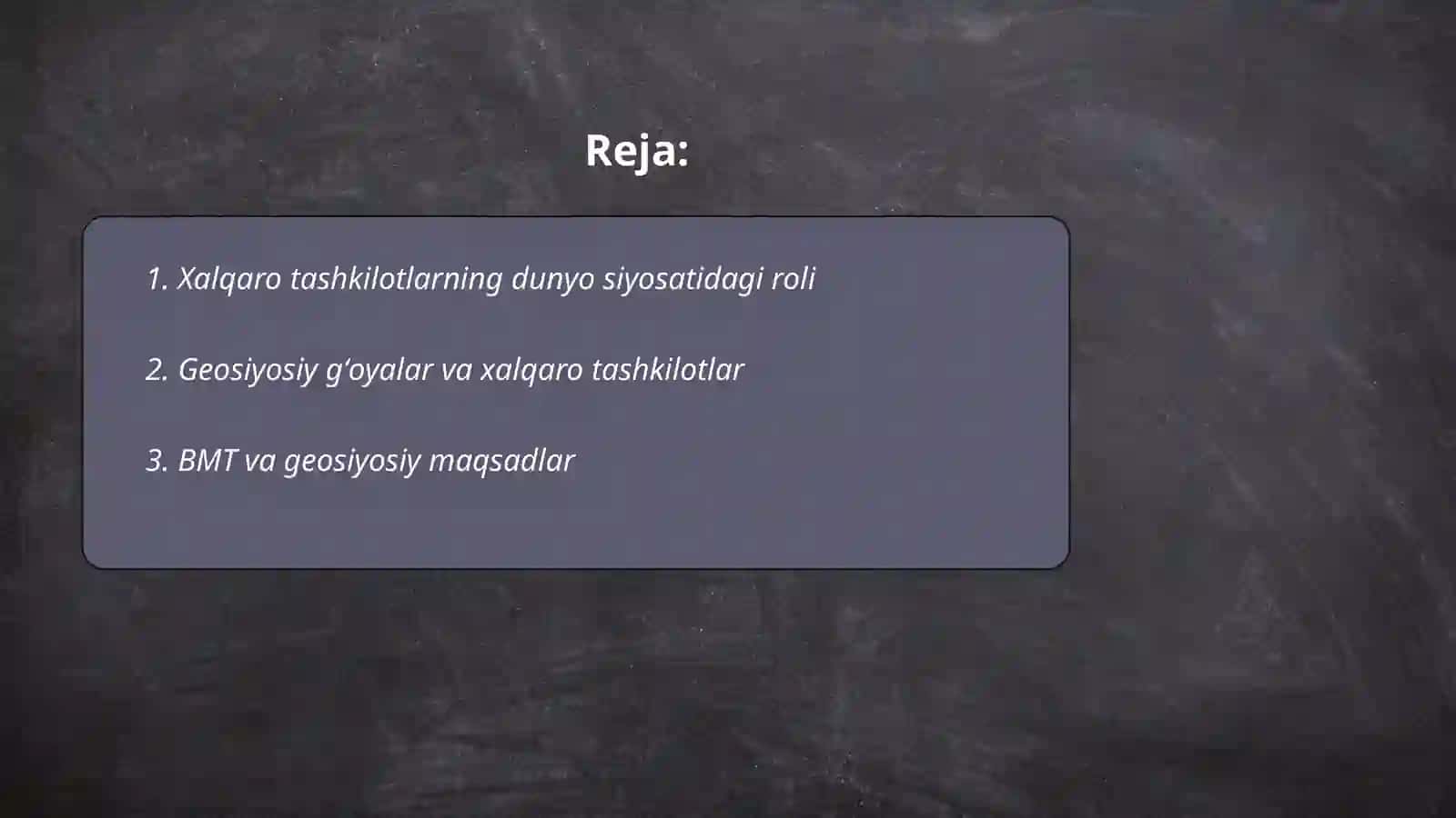 Xalqaro tashkilotlarning oʻrni 2