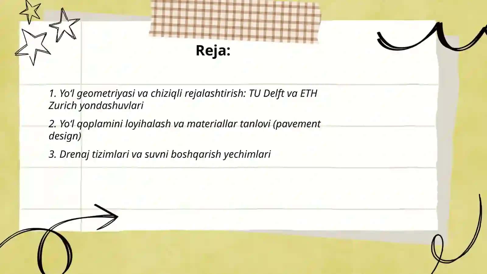 Yoʻl geometriyasi va chiziqli rejalashtirish: TU Delft va ETH Zurich yondashuvlari 2