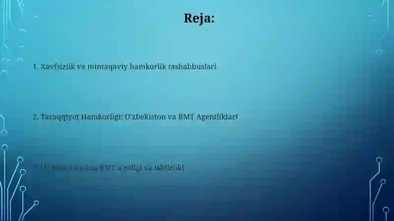O'zbekistonning BMT bilan hamkorligi 2