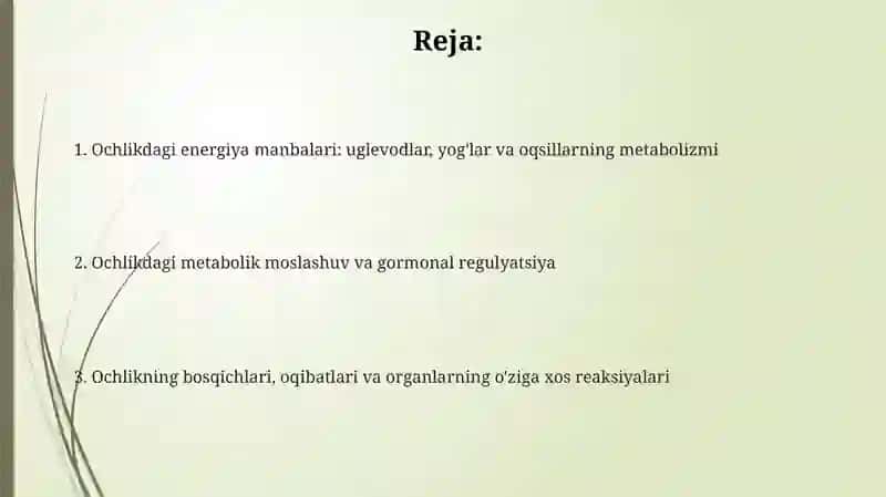 Ochlikda karbonsuv,yogʻ va oqsillarning buzilishi 2