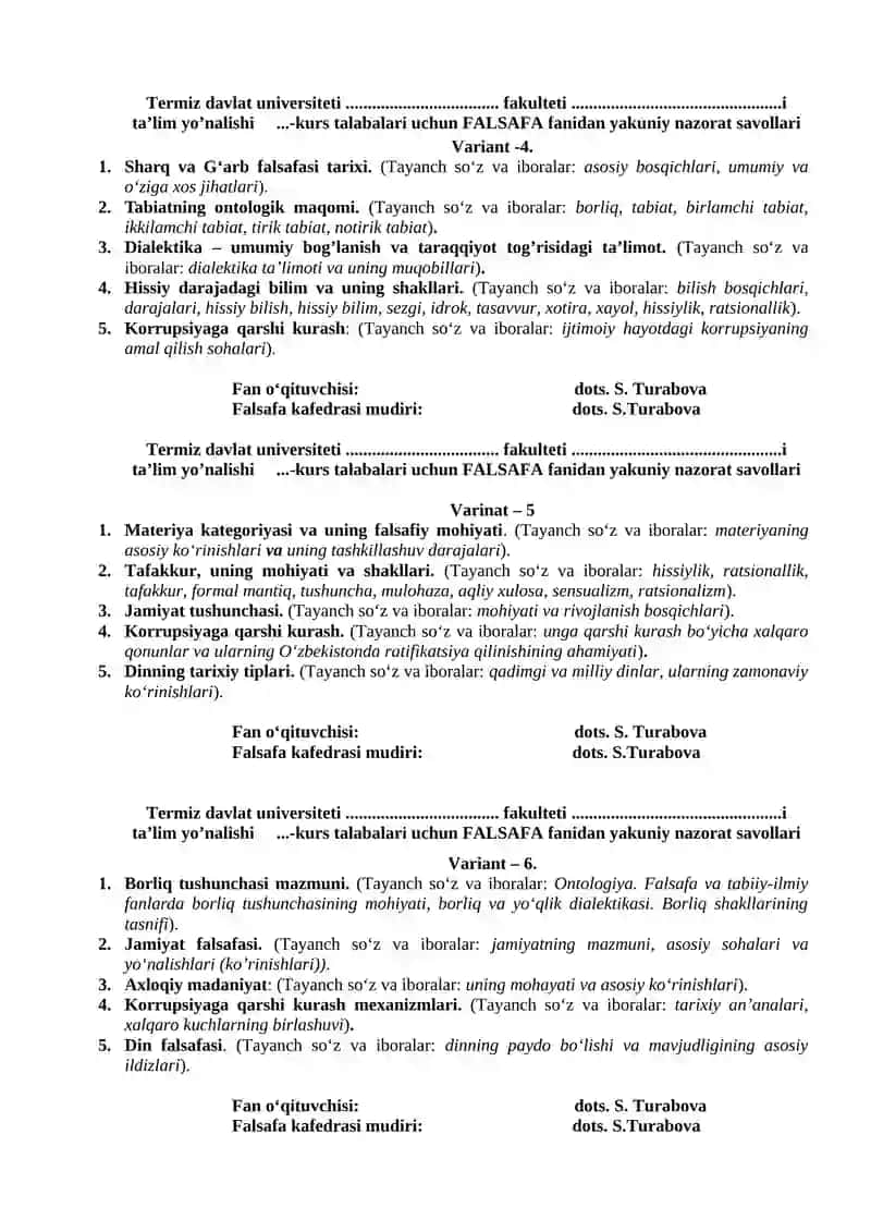 FALSAFA fanidan yakuniy nazorat savollari 2