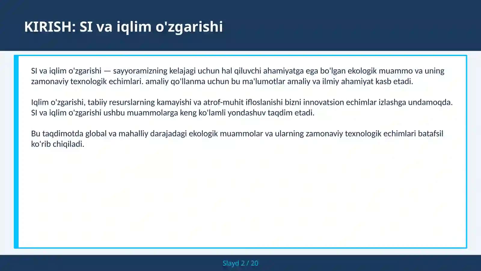 SI va iqlim o'zgarishi 2