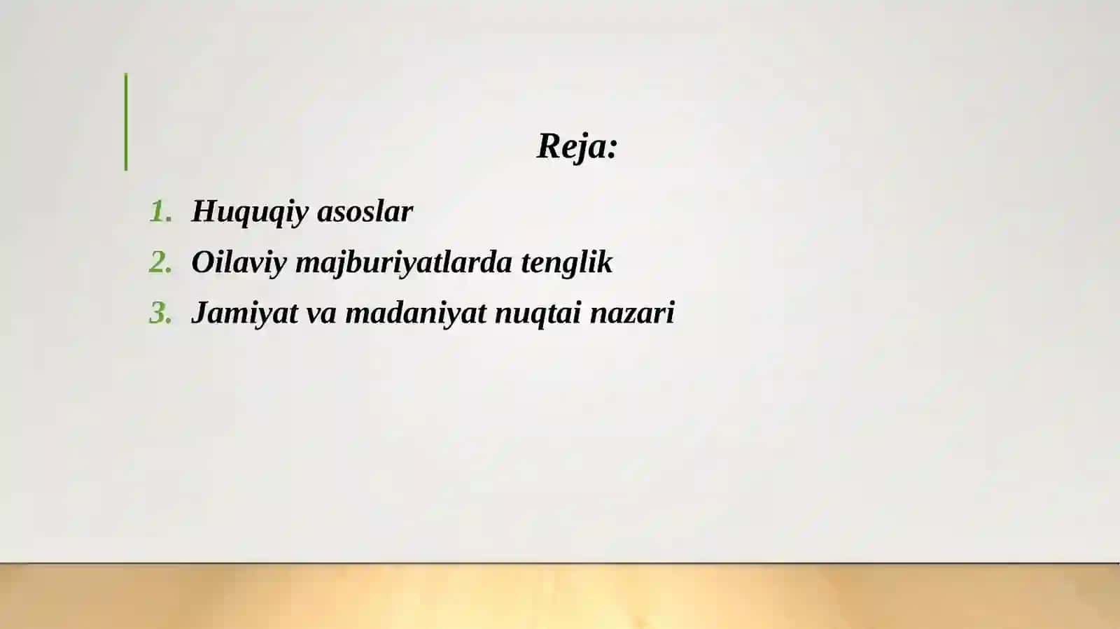 Oilaviy munosabatlarda ayol va erkakning teng huquqliligi 2