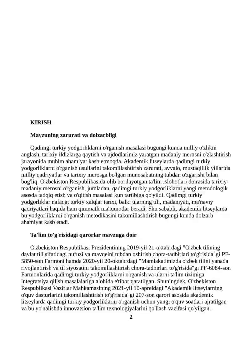 Akademik Litseylarda Qadimgi Turkiy Yodgorliklarni O'rganish Usullari 2