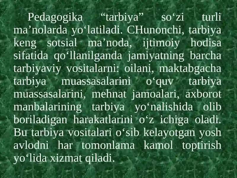 Ta’lim-tarbiya jarayonining mazmuni va mohiyati 2