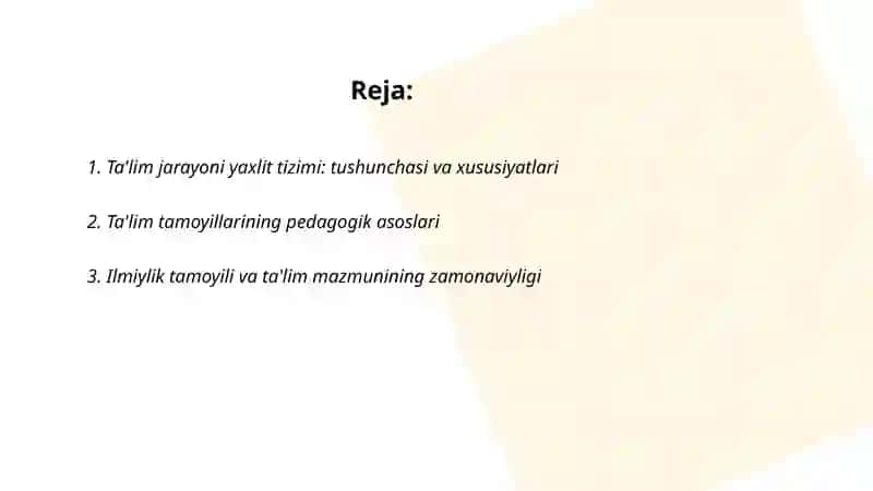 Ta'lim jarayoni yaxlit tizimi 2