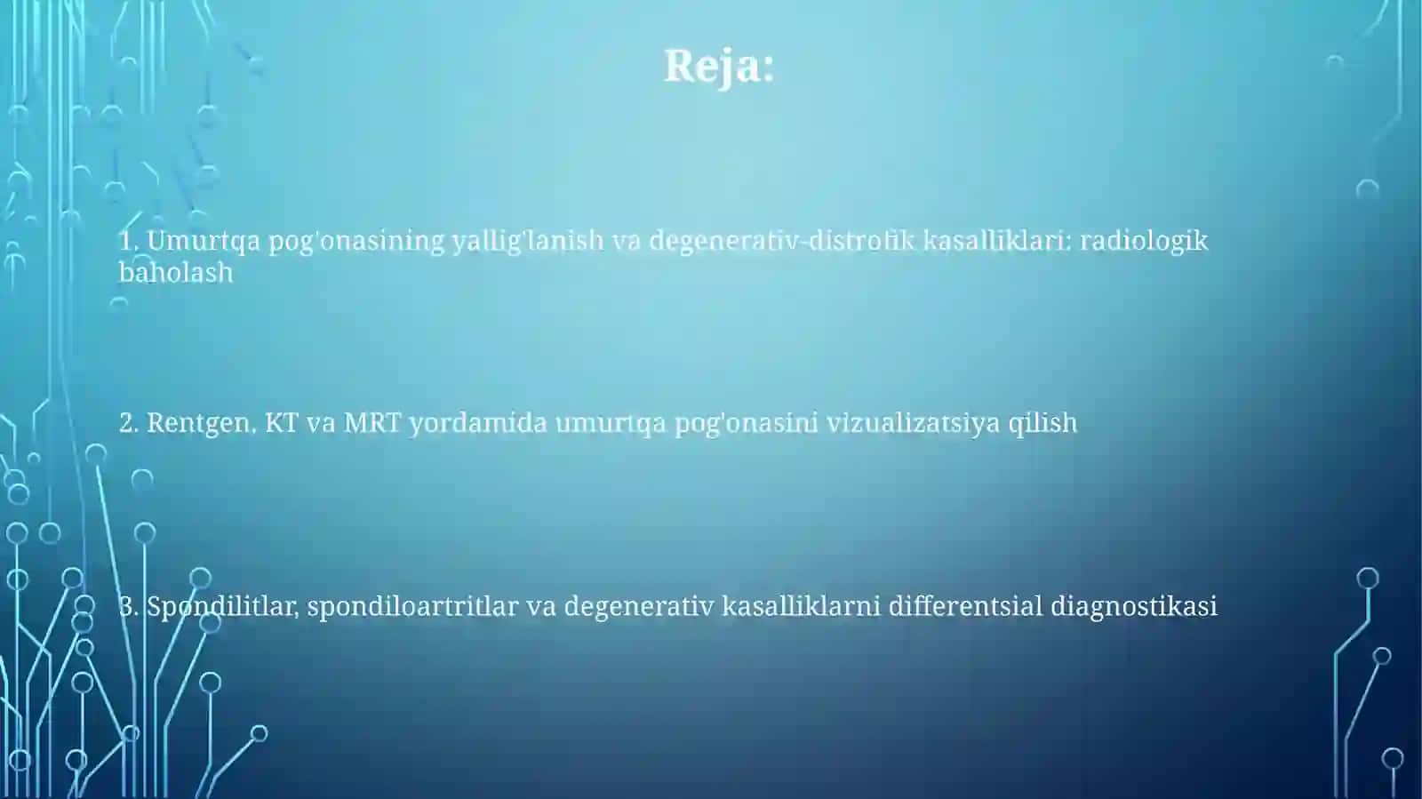 Umurtqa pog'onasining yallig'lanish va degenerativ-distrofik kasalliklari: radiologik baholash 2