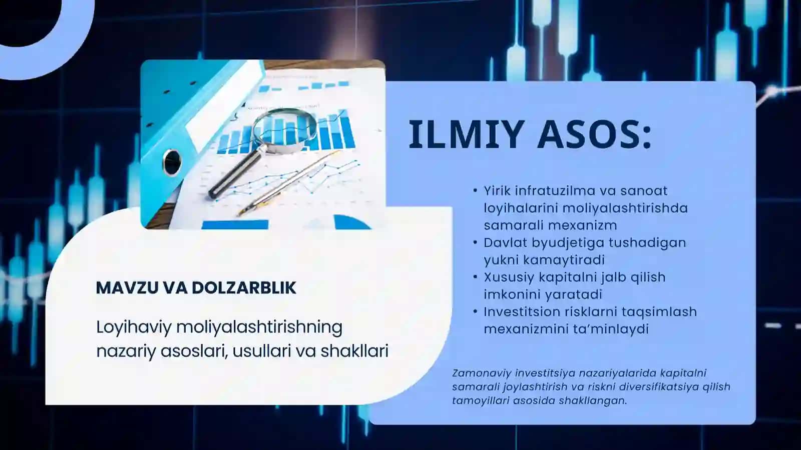 Loyihaviy moliyalashtirishni tashkil etishning nazariy asoslari 2