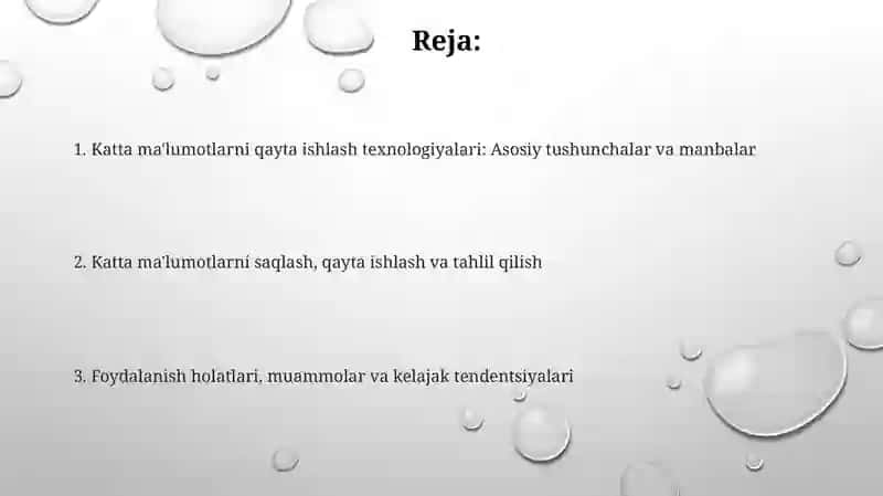 Katta ma'lumotlarni qayta ishlash texnologiyalari 2