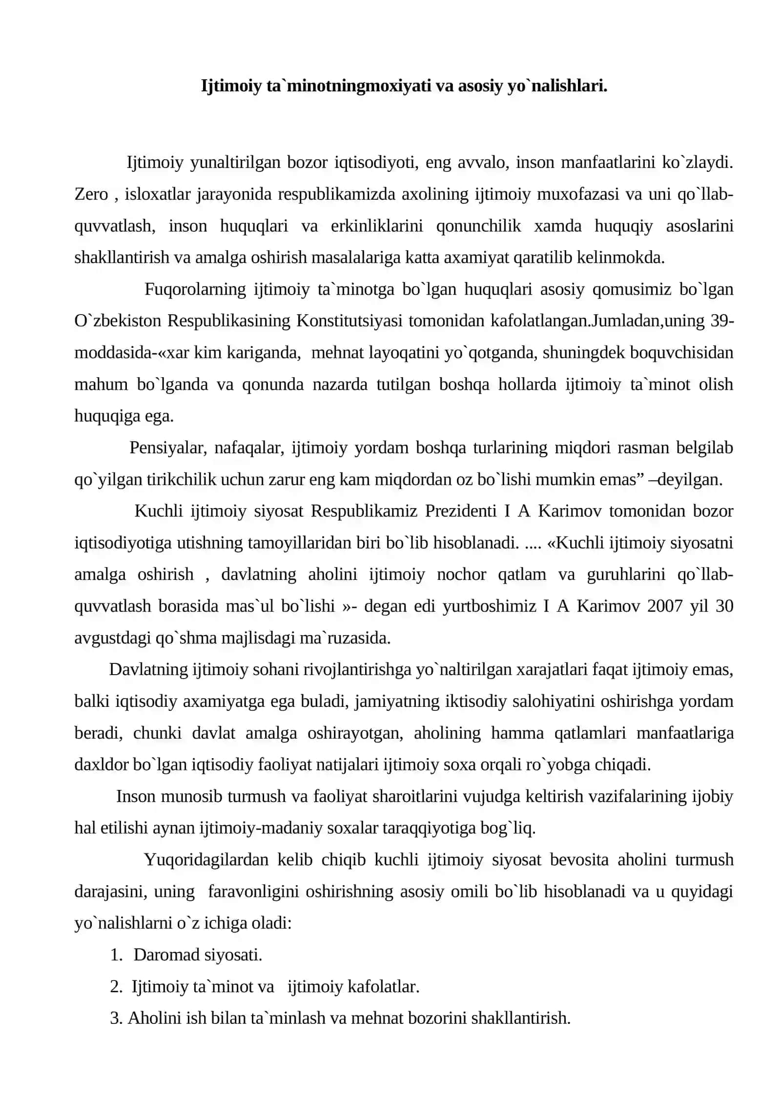Ijtimoiy ta`minotning moxiyati va asosiy yunalishlari 2