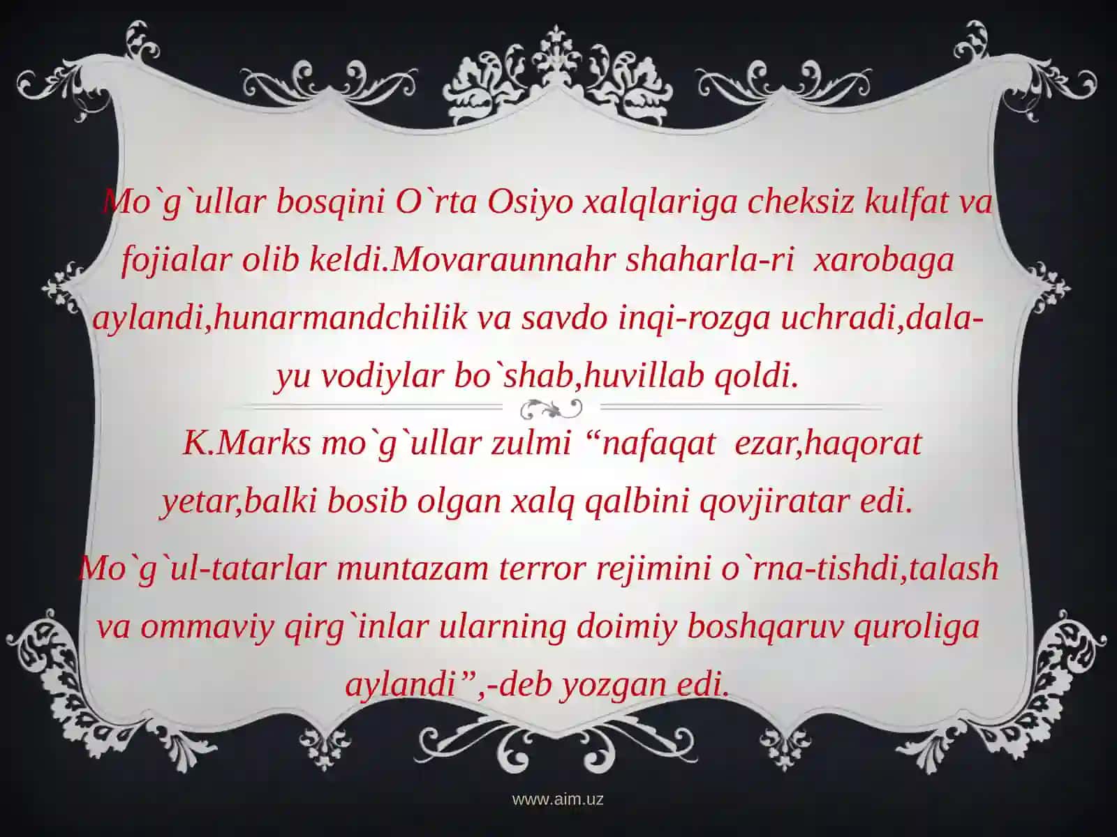 Mo`g`ullar bosqini davri 2