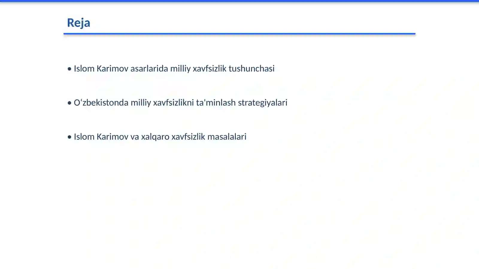 Islom Karimov asarlarida mustaqil Oʻzbekistonda milliy xavfsizlik masalalari haqida 2