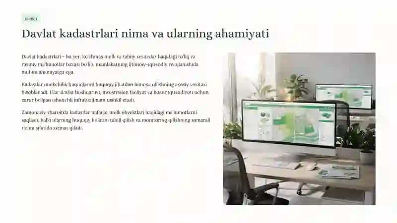 Davlat kadastrlari yagona tizimini o'tkazishning huquqiy asoslari 2