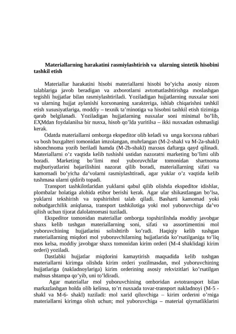 Materiallar harakatini hujjatlarda rasmiylashtirish 2