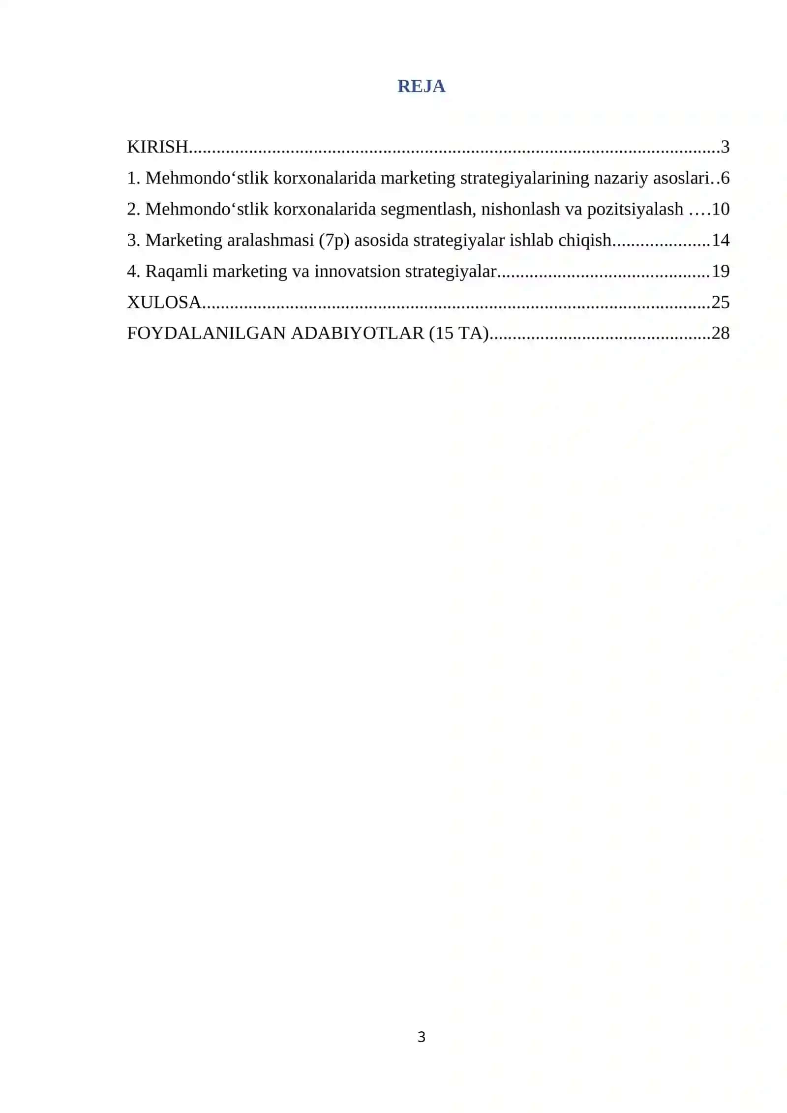 Mehmondo'stlik korxonalarida marketing strategiyalarini ishlab chiqish 2