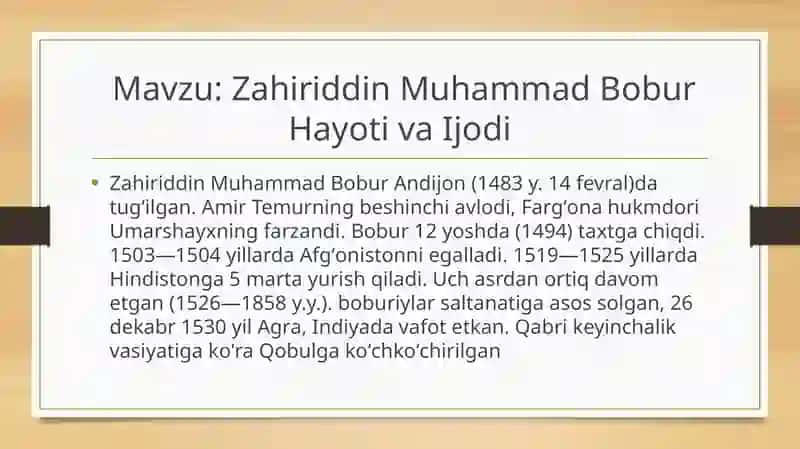 Zahiriddin Muhammad Bobur 2