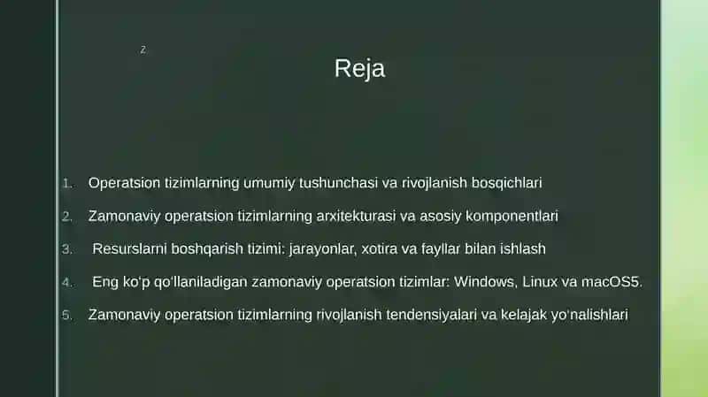 Zamonaviy operatsion tizimlar 2