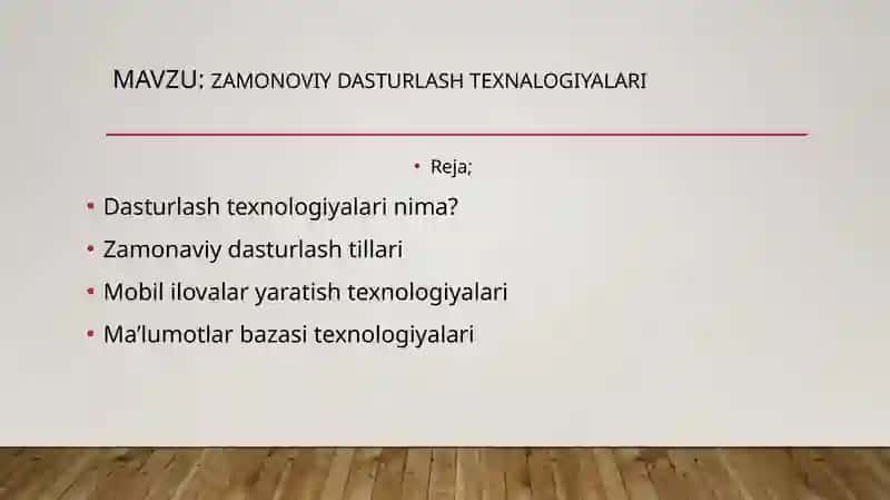 Zamonaviy dasturlash texnalogiyalari 2
