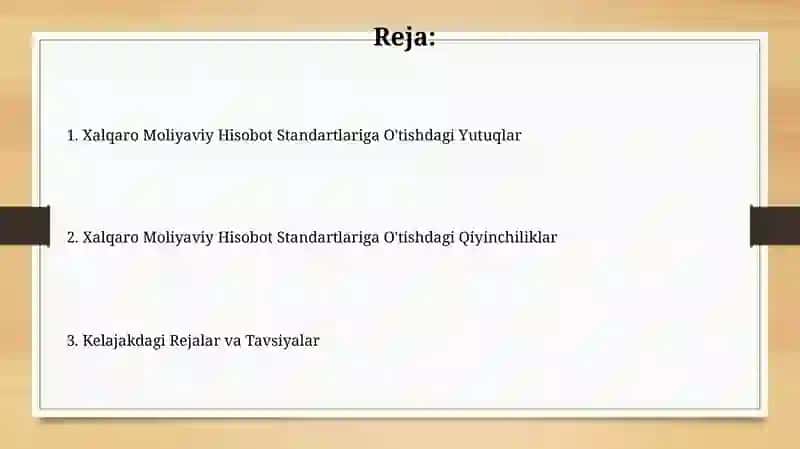 Xalqaro Moliyaviy Hisobot Standartlariga O'tishdagi Yutuqlar 2