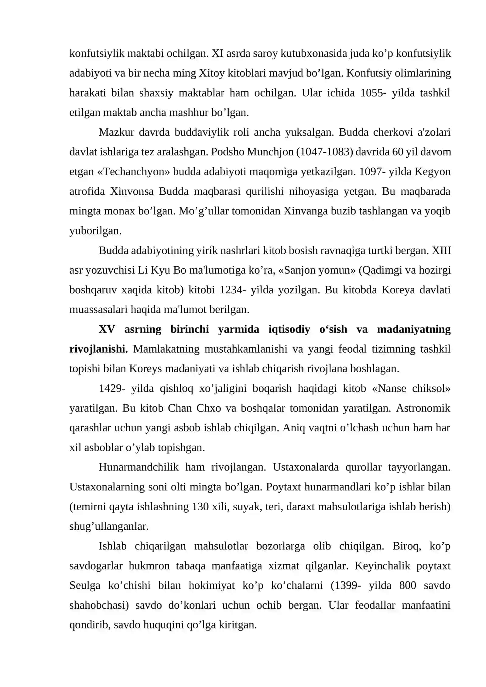 X-XV asrlarda Koreya madaniyati 2