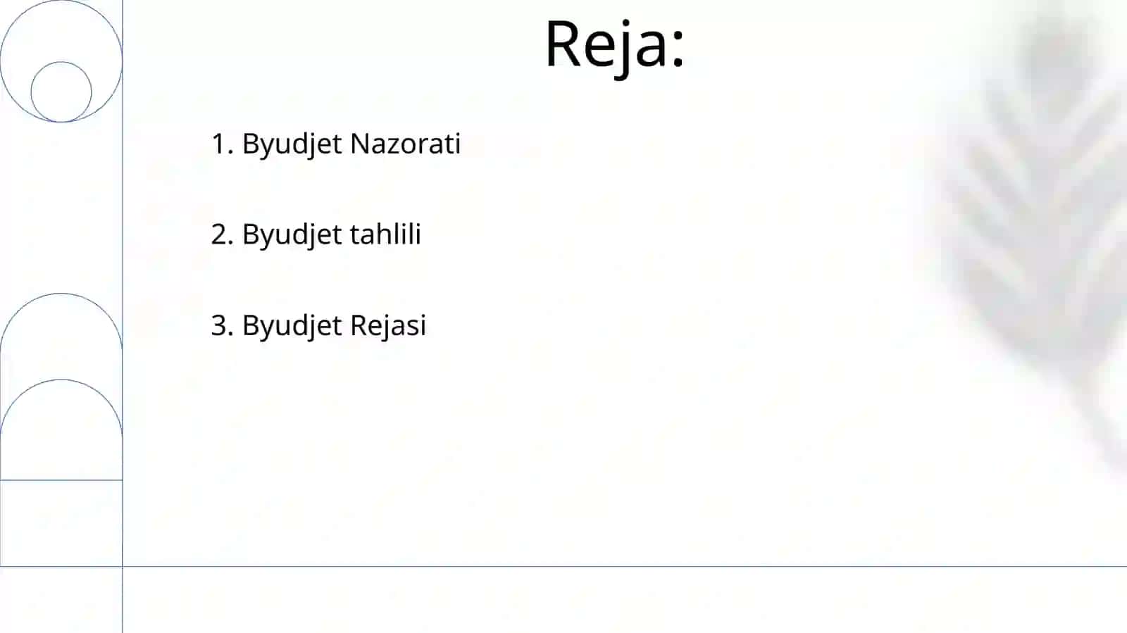 Budjetni rejalashtirish, tahlil qilish va kuzatib borish 2