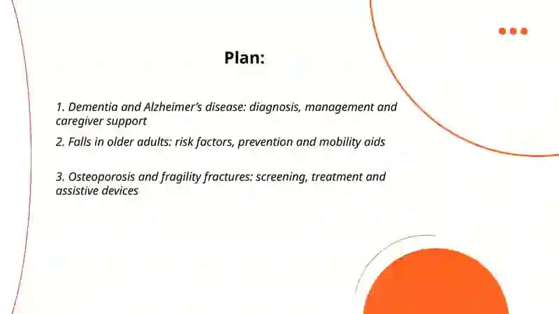 Investigate common geriatric health problems and aids 2