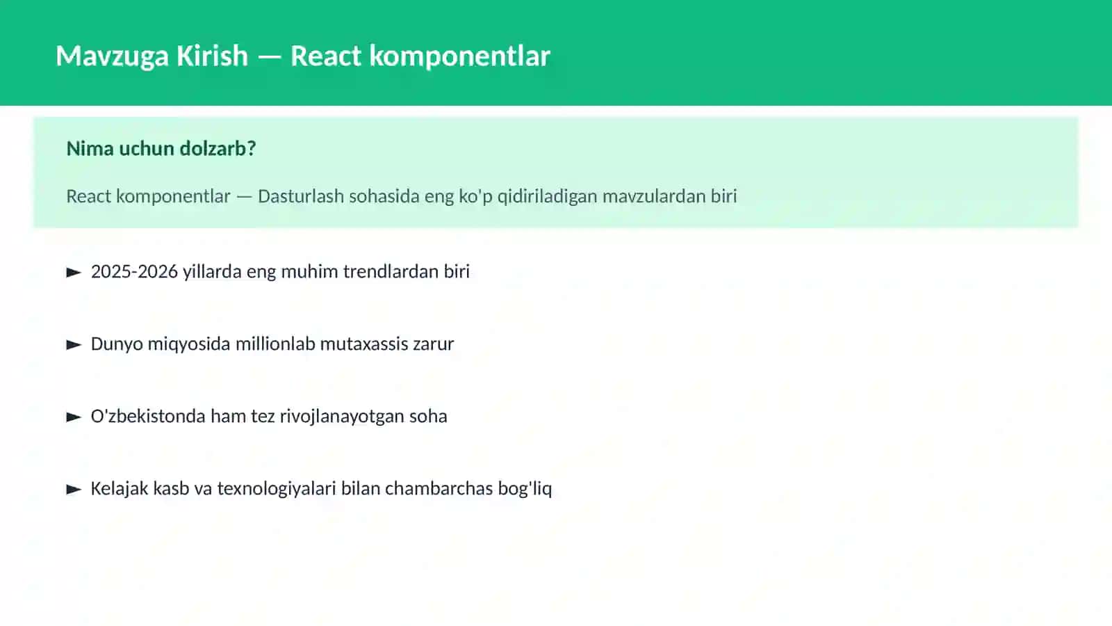 React komponentlar 2