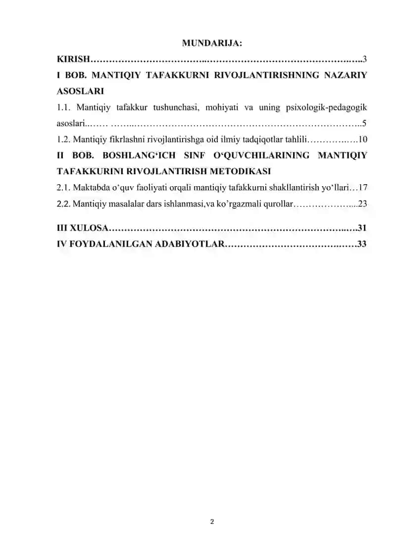 Boshlang 'ich sinf o'quvchilarining mantiqiy tafakkurini rivojlantrish 2