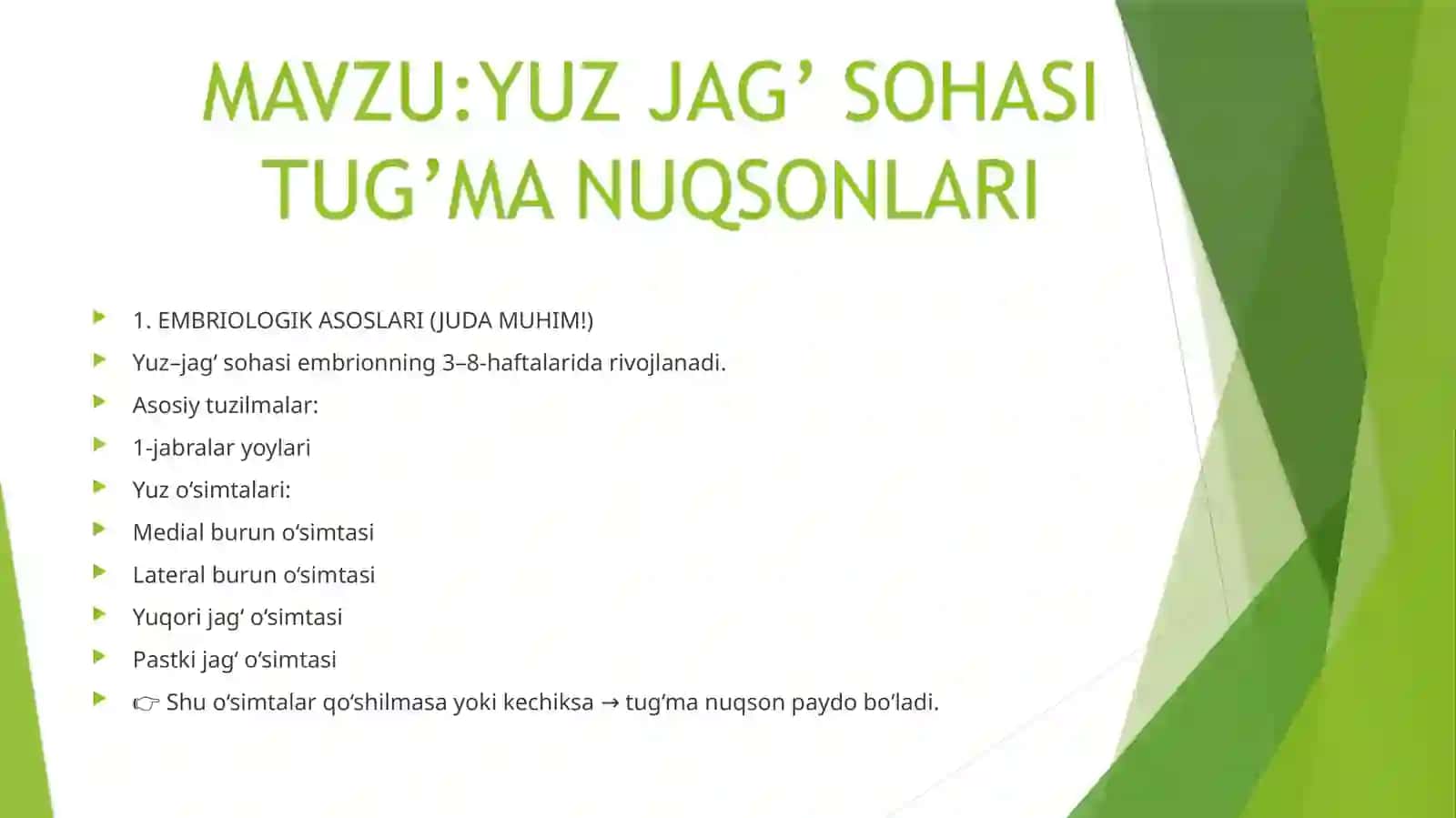 EMBRIOLOGIK ASOSLARI (JUDA MUHIM!) 2