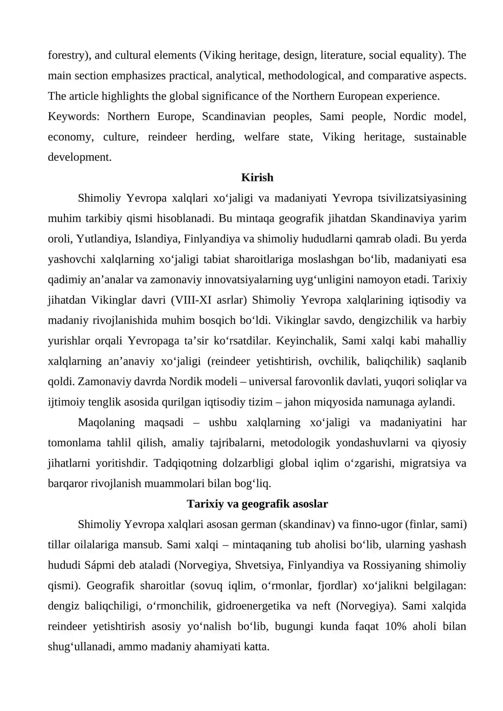 Shimoliy Yevropa xalqlari xoʻjaligi va madaniyati maqola 2