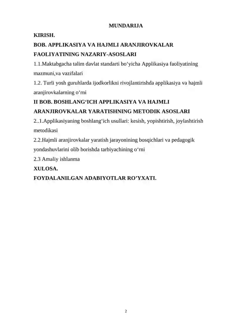 Maktabgacha yoshdagi bolalarni boshlang'ich applikatsiya hajmli aranjirovkalar yaratish metodikasi 2