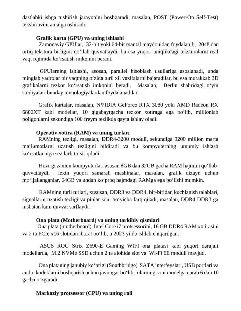 Shaxsiy kompyuterning tuzilishi va arxitekturasi 2