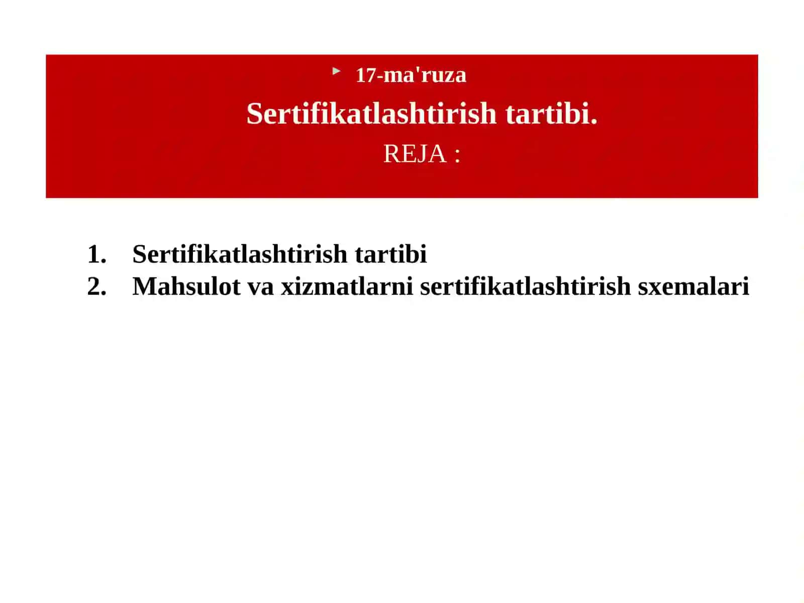 METROLOGIYA, STANDARTLASHTIRISH VA SERTIFIKATLASH 2