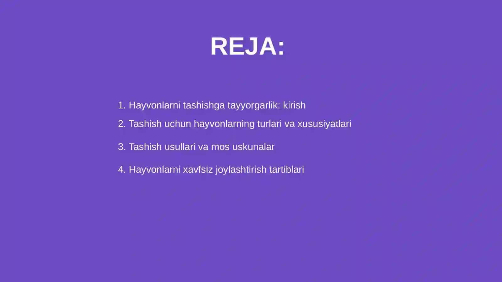 Hayvonlarni tashishga tayyorgarlik 2