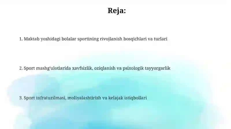 Maktab yoshidagi bolalar sportini rivojlantirish 2