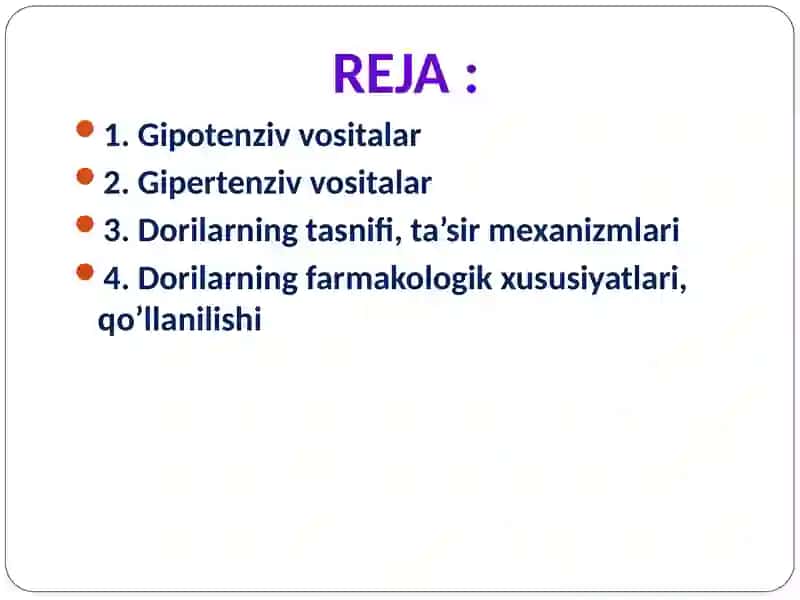 Gipotenziv va gipertenziv vositalar 2