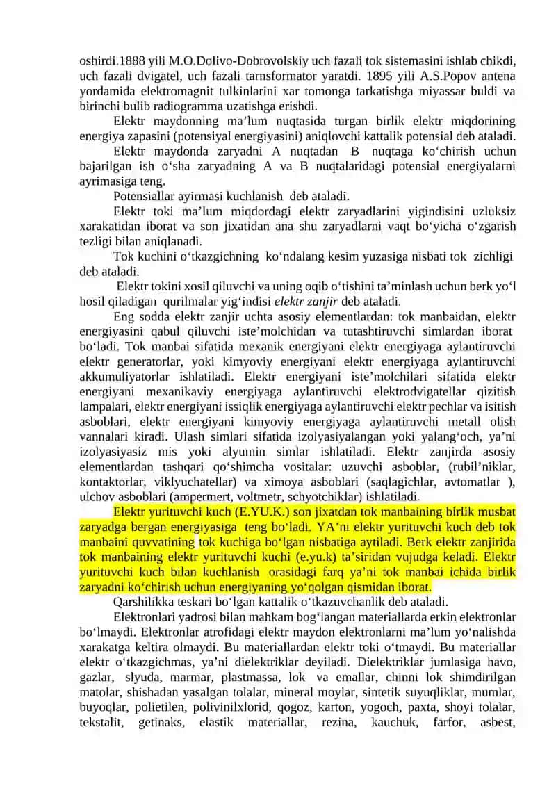 Elektr zanjirlarining asosiy tushunchalari, elementlari va qonunlari 2
